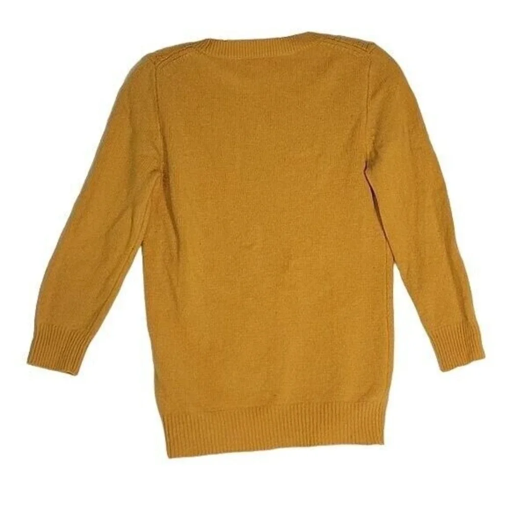 J.Crew Cable Knit Sweater Crewneck lambswool Blend Mustard Yellow S  fall autumn